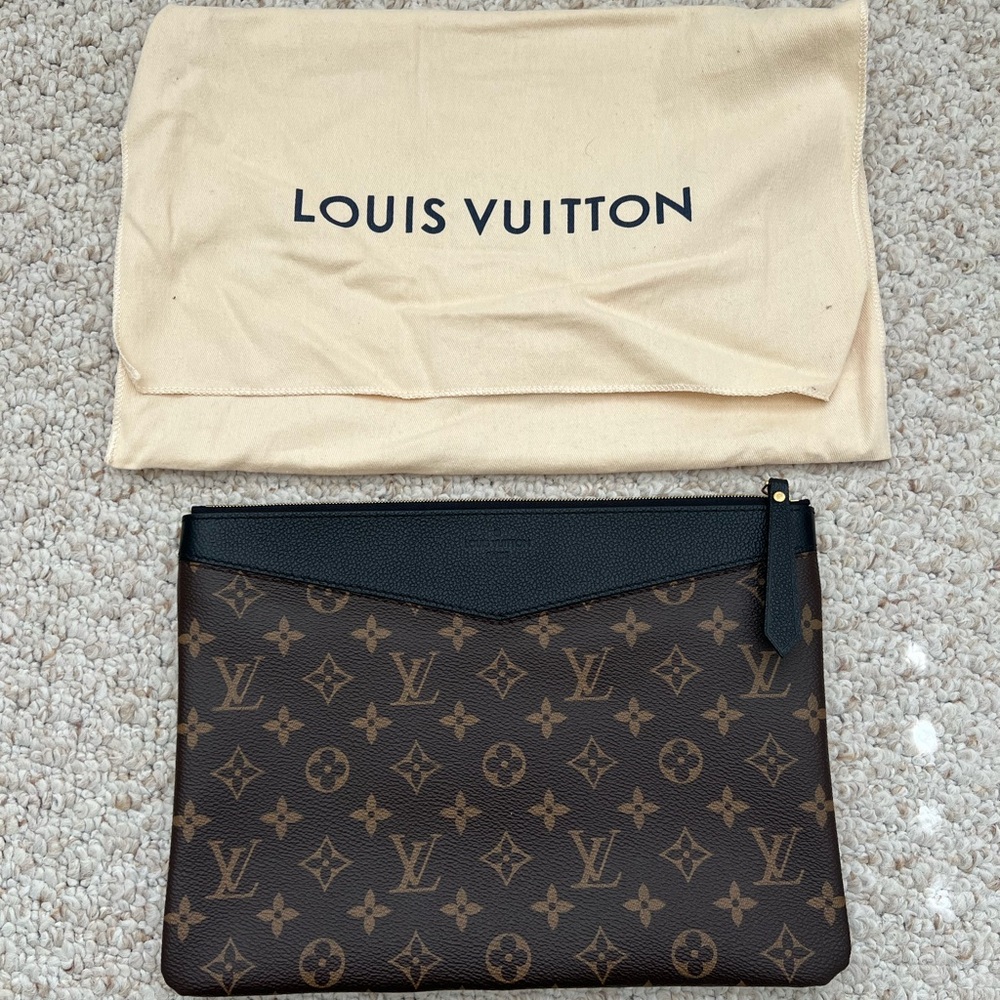 Louis Vuitton Brown and Black Monogram Clutch